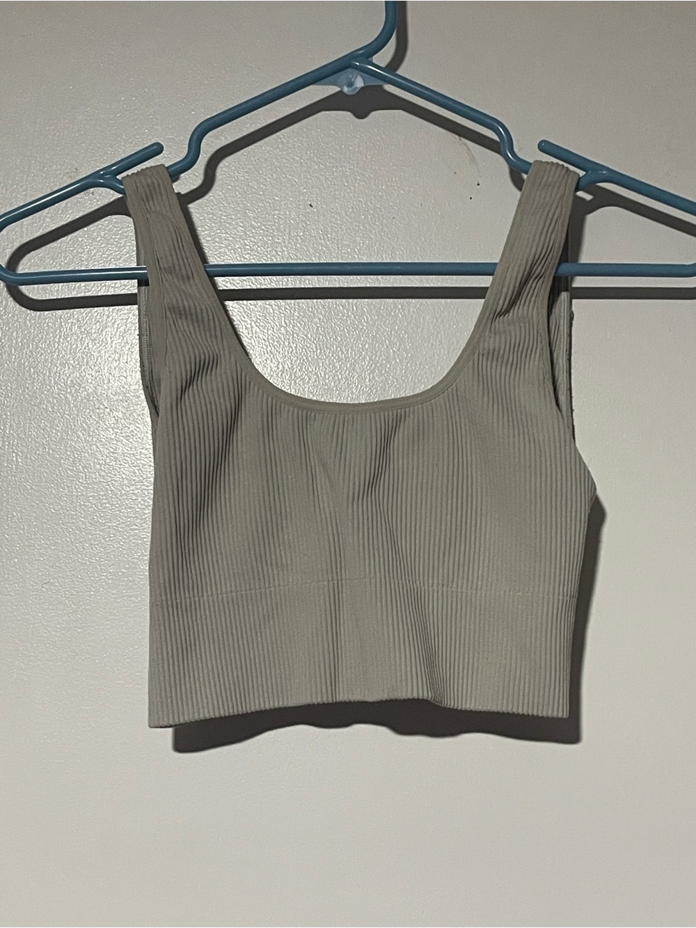 GapBody Logo Comfort Cropped Bralette Ribbed Tank Top Heather Gray Size M